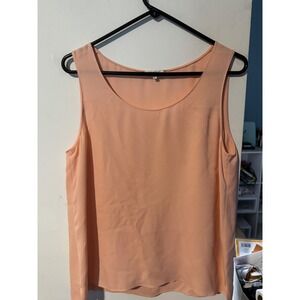 Lafayette 148 New York Peach 100% Silk Sleeveless Shell Tank Top Womens Medium